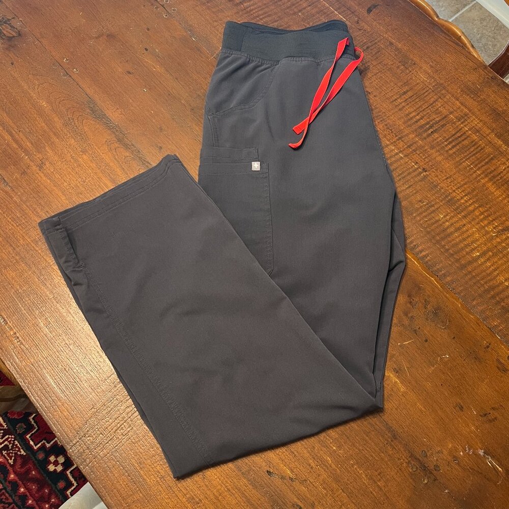 FIGS Charcoal Kade Scrub Pants (pair #1 - red ties) (L/T)